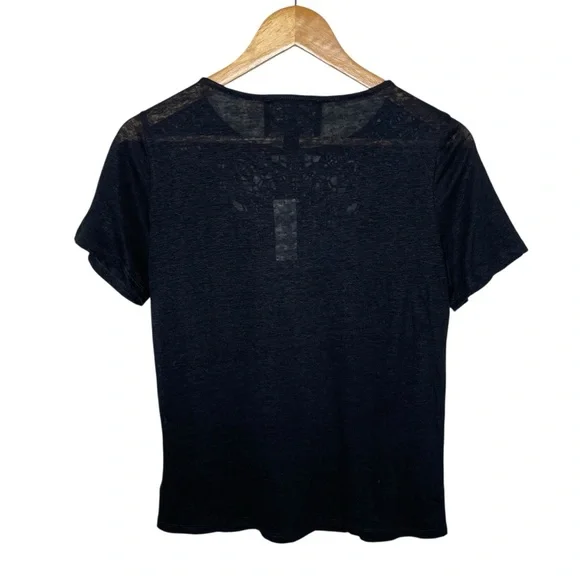 NWT Anthropologie James Coviello Lace Linen Top Black - Picture 5 of 11